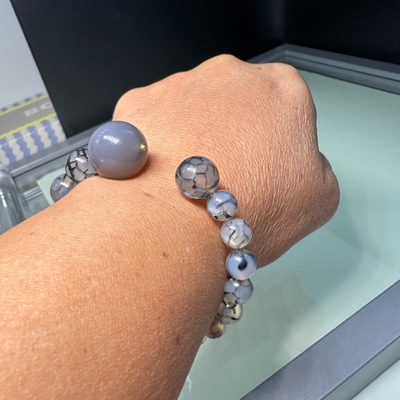 DRAGON VEINS + GREY AGATE  STONES BRACELET Size 6” up to 6.5” - Picture 12 of 12